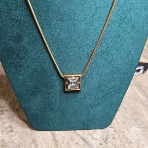 Avon Gold Necklace with Square Pendant